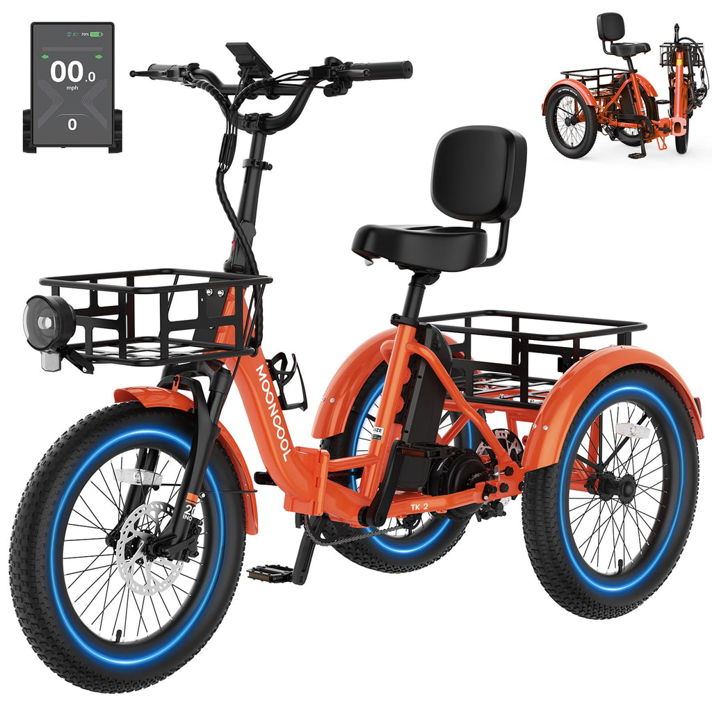 Electric Trike for Adults, 500W 20" Fat Tire Folding Tricycle N47214