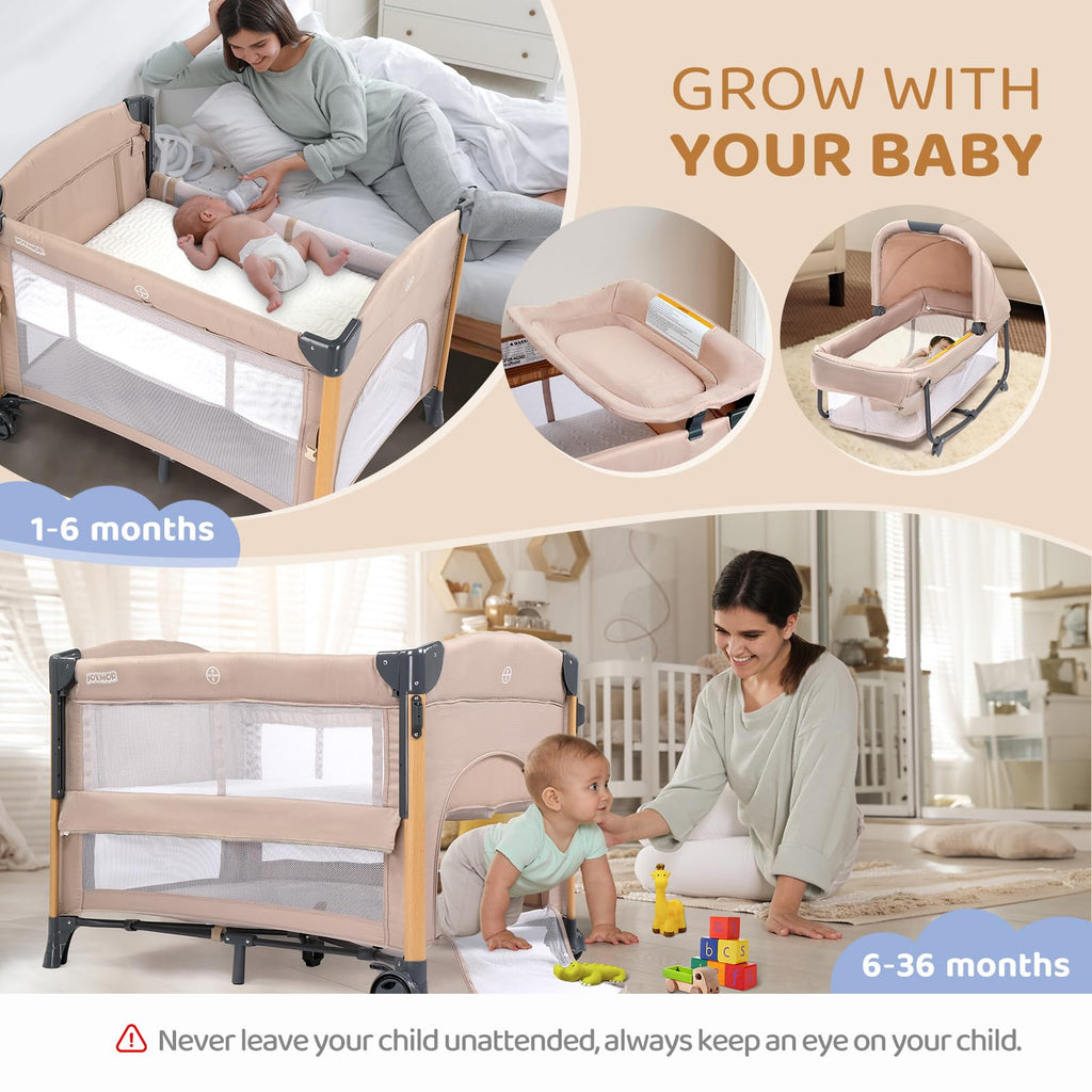 7 in 1 Bedside Bassinet with Changing Table, Storage Shelf, Mattress Y936