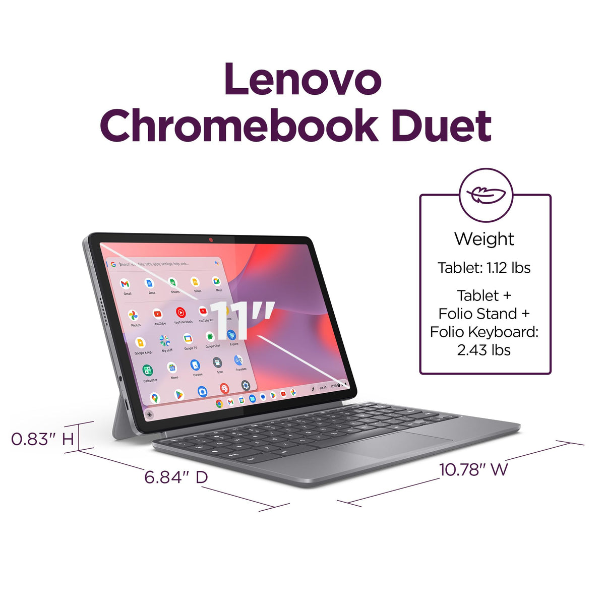 Convertible Laptop ChromeOS 10.95" WUXGA IPS Touch Display 4GB Memory 64GB Storage Luna Grey V173