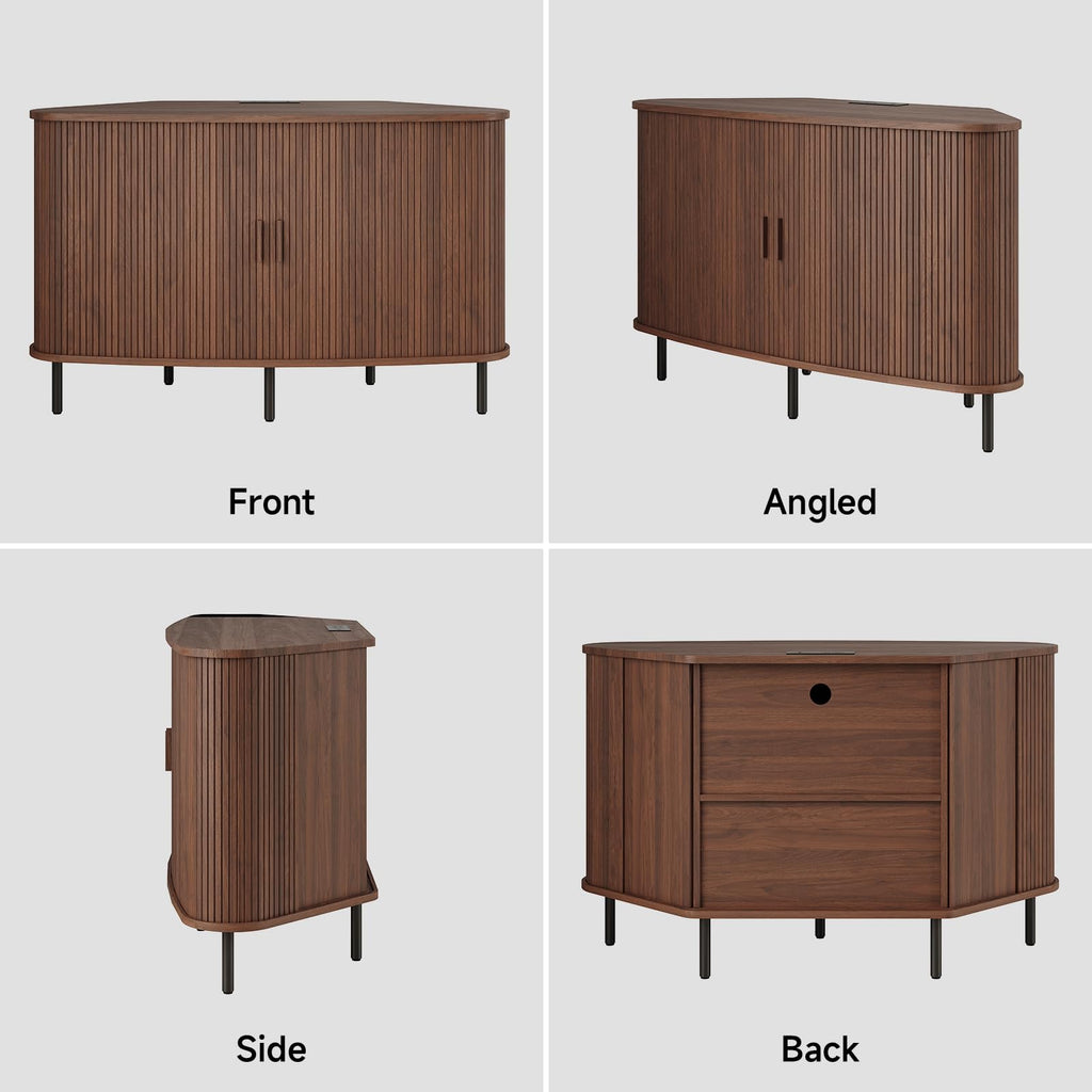 47 Inch Walnut Corner TV Stand V176988