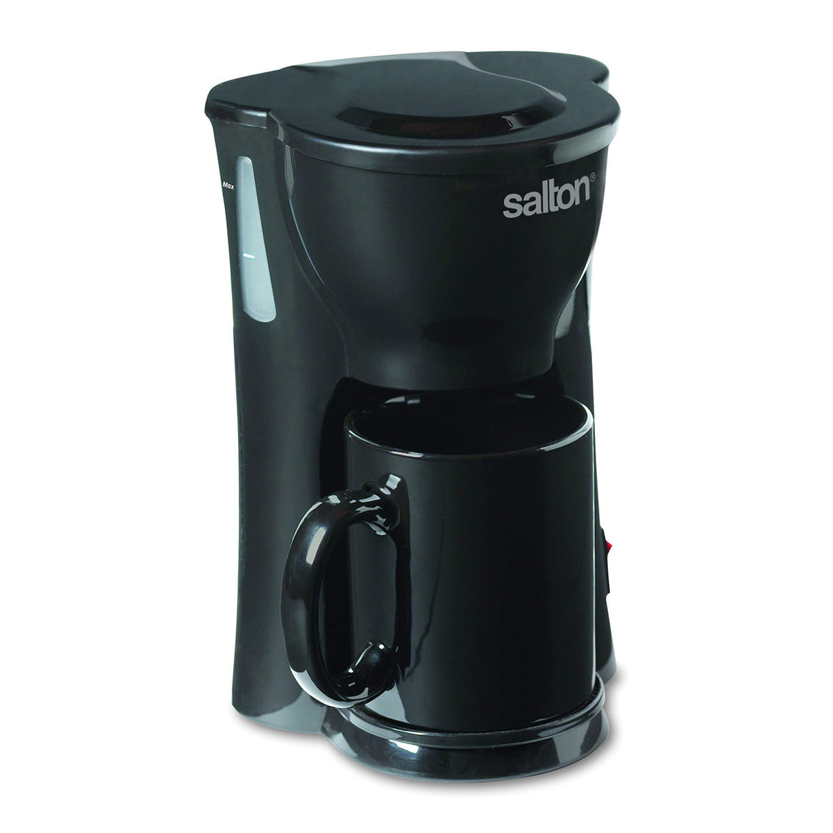 1 Cup Black Mini Drip Coffee Maker with Reusable Mesh Filter M846482