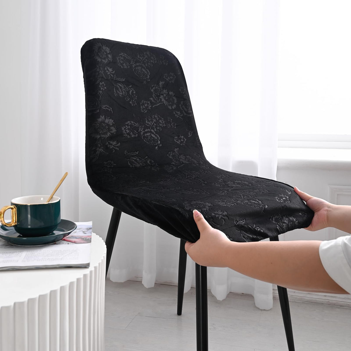Stretch Removable Jacquard Dining Chair Covers Set A7229