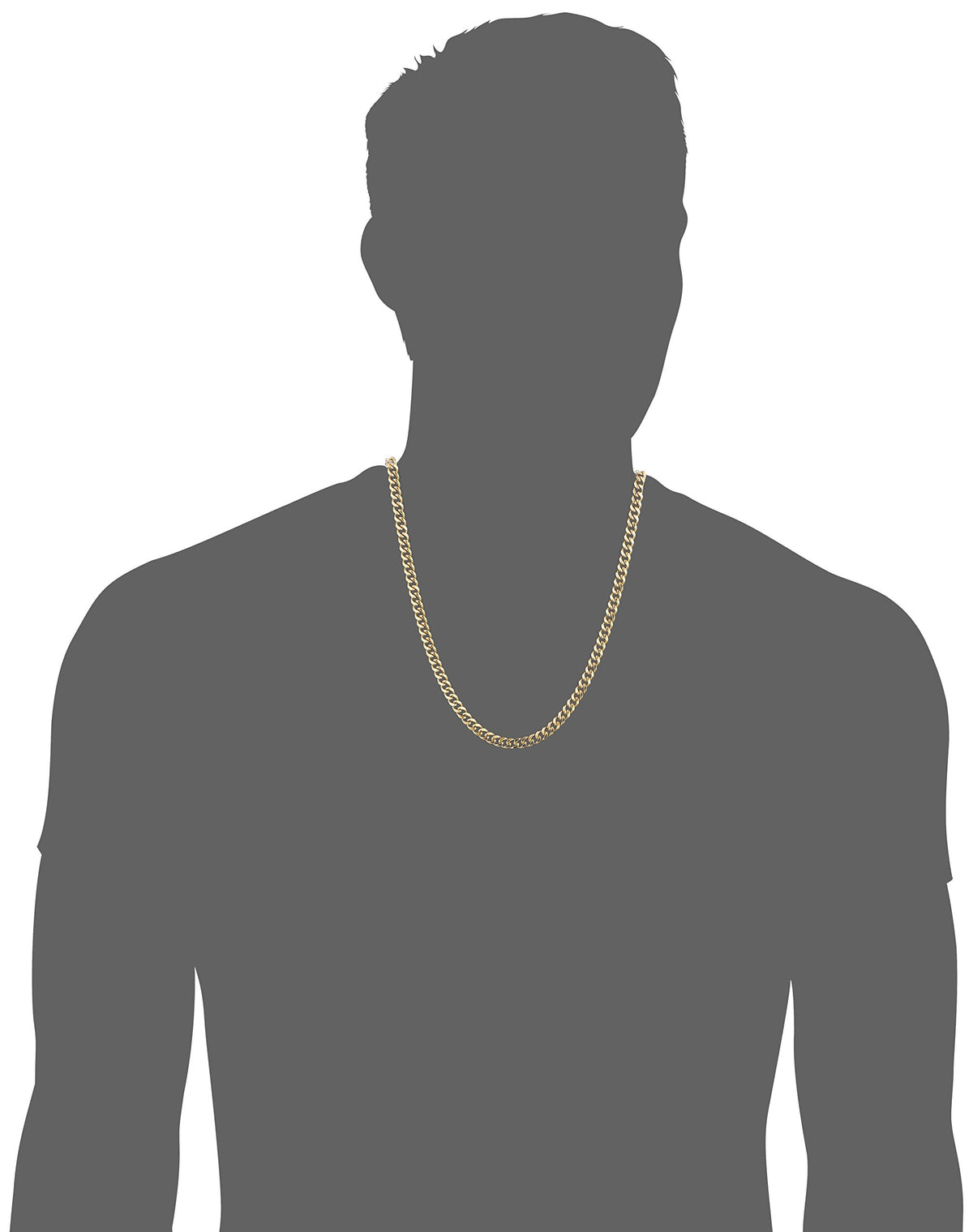 Men's 18K Gold Plated 6mm Cuban Curb Chain Link Necklace F105202