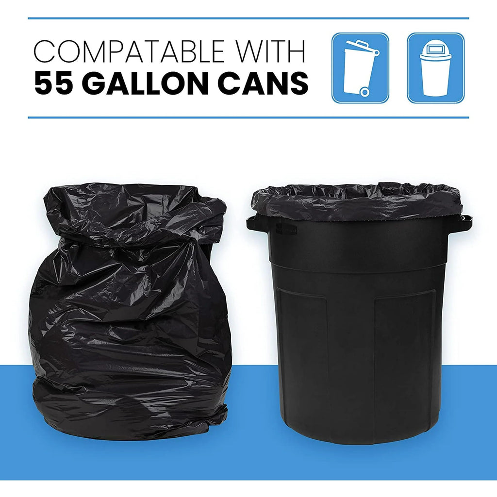 55 Gallon Heavy Duty Trash Bags, 50 Ct, Black, 1.2 Mil M9300