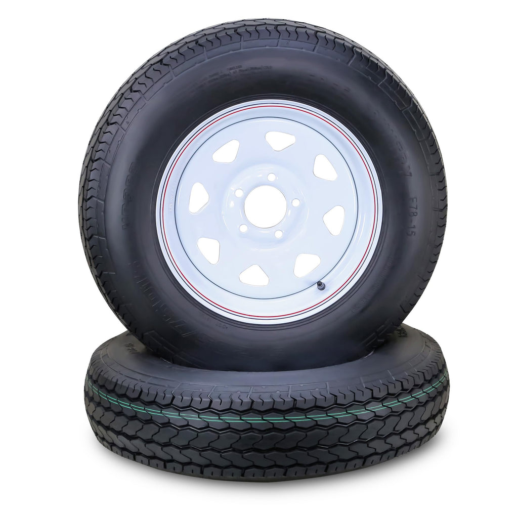 Trailer Tire Wheel ST205/75D15 6PR 101L 5X4.5 White Spoke Pk2 X247082