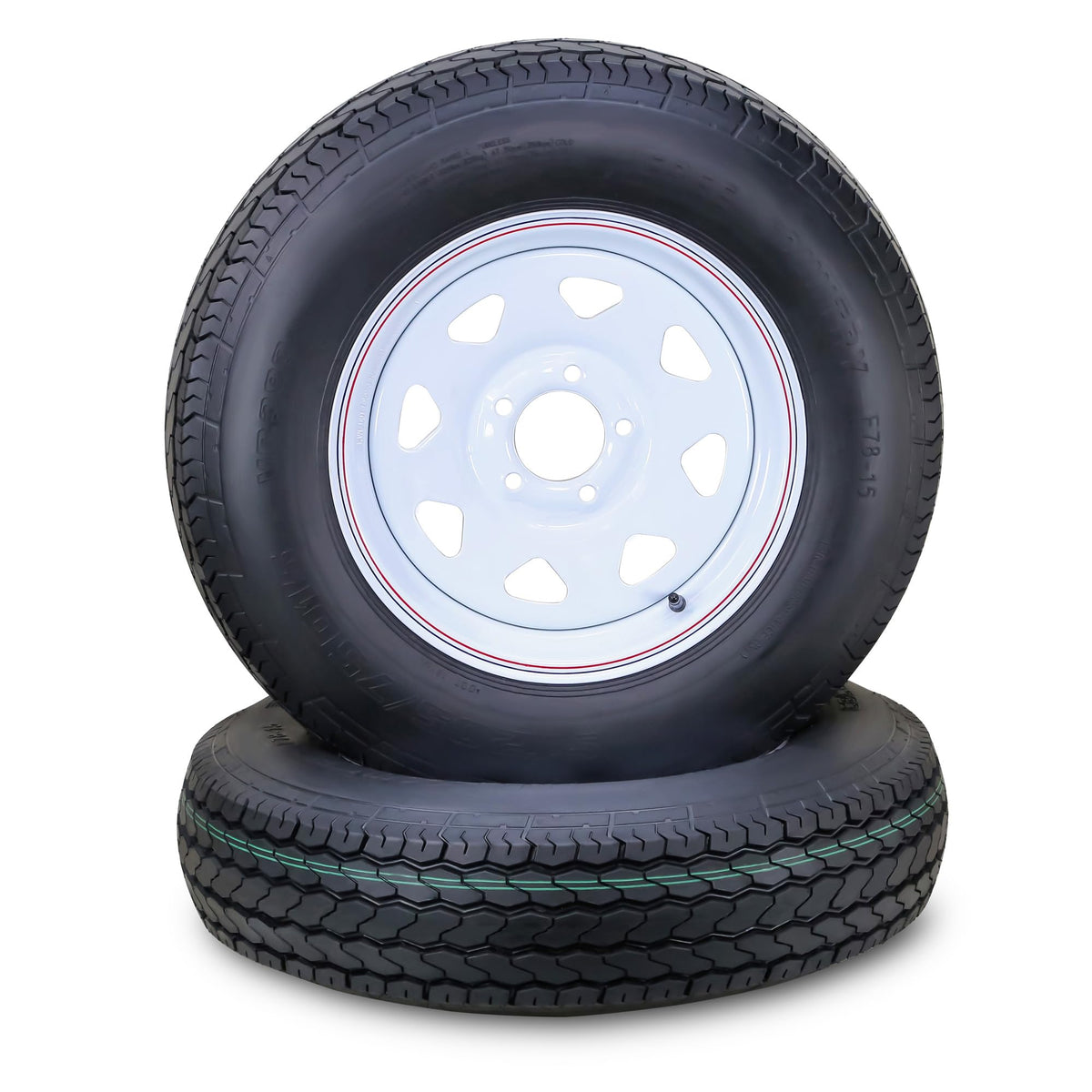 Trailer Tire Wheel ST205/75D15 6PR 101L 5X4.5 White Spoke Pk2 X247082