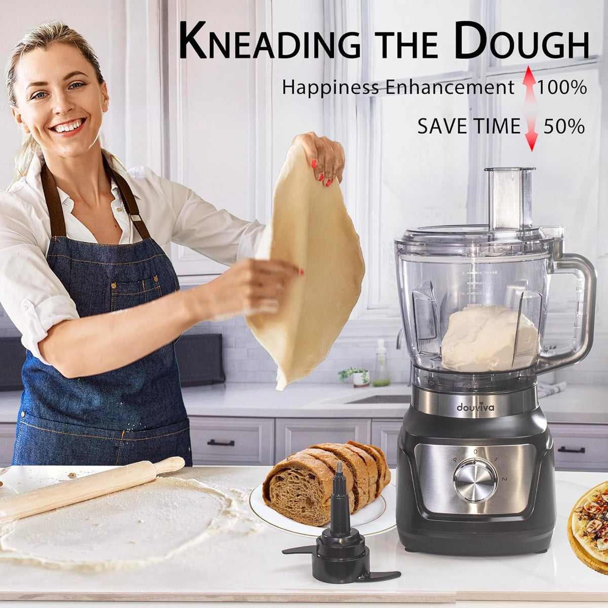 8-Cup Food Processor & Blender Combo, 1000W, Black Y61706