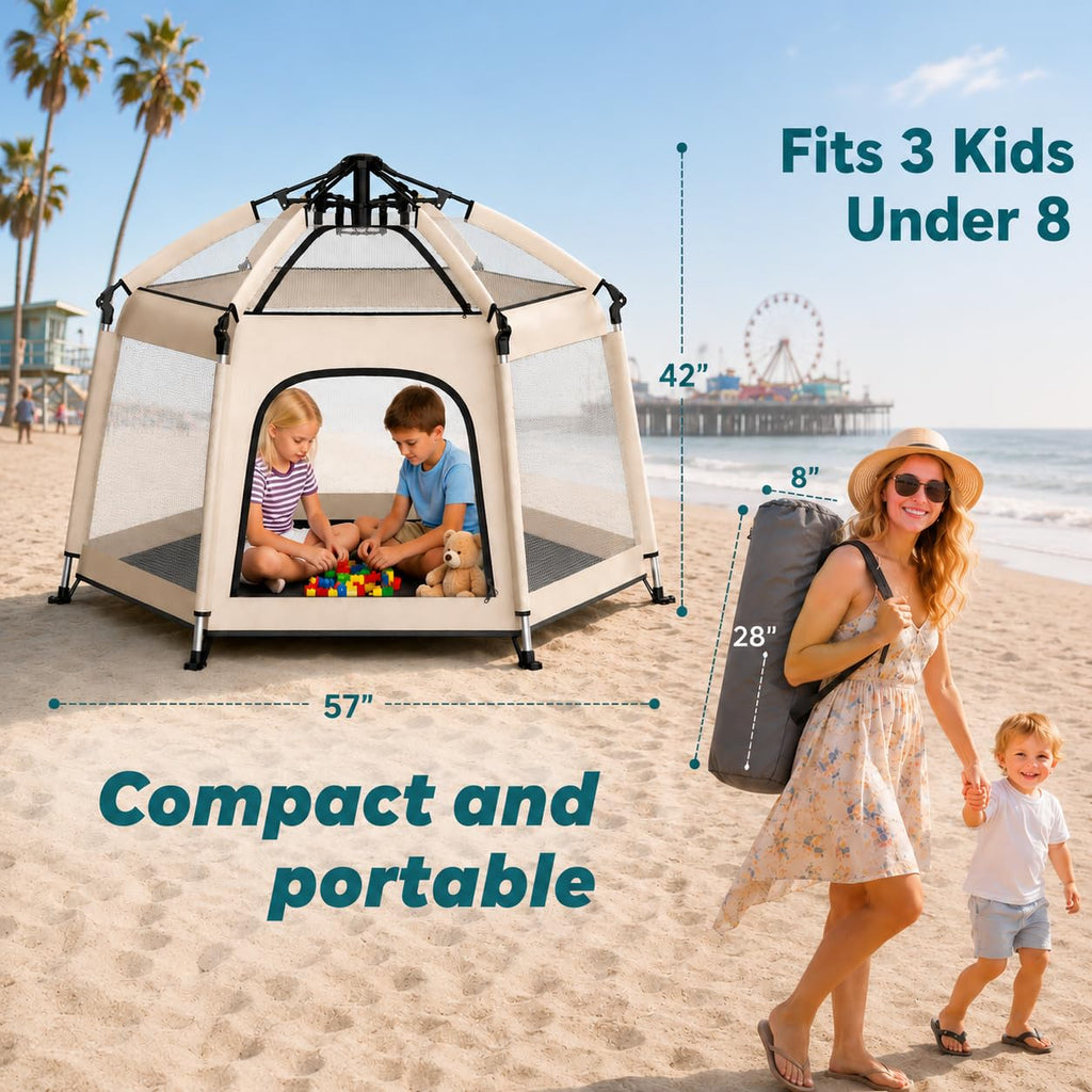 Foldable Baby Playpen with Canopy Q844