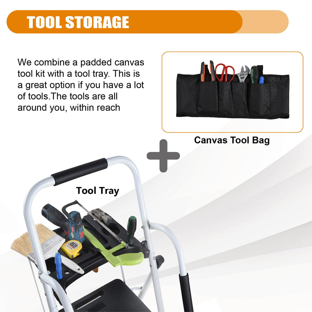 4 Step Ladder with Handrails 330lbs Capacity E7086