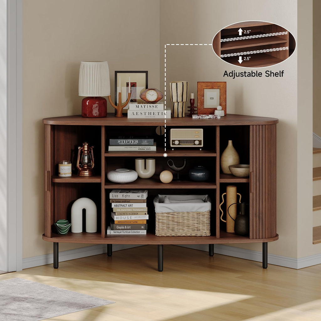 47 Inch Walnut Corner TV Stand V176988
