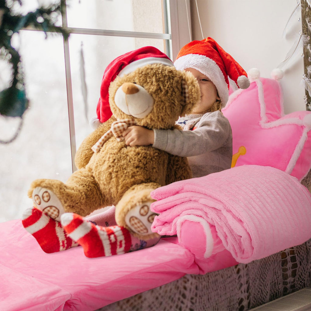 Pink 2 in 1 Fold Out Couch Set with Flannel Blanket K3373