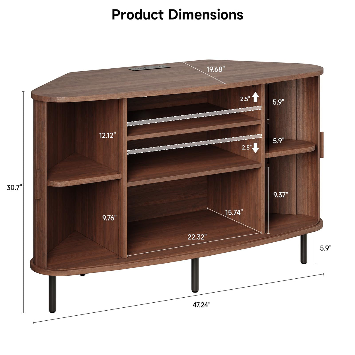 47 Inch Walnut Corner TV Stand V176988