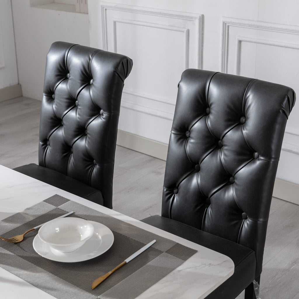 Black Set of 4 PU Leather Tufted Dining Chairs V893445
