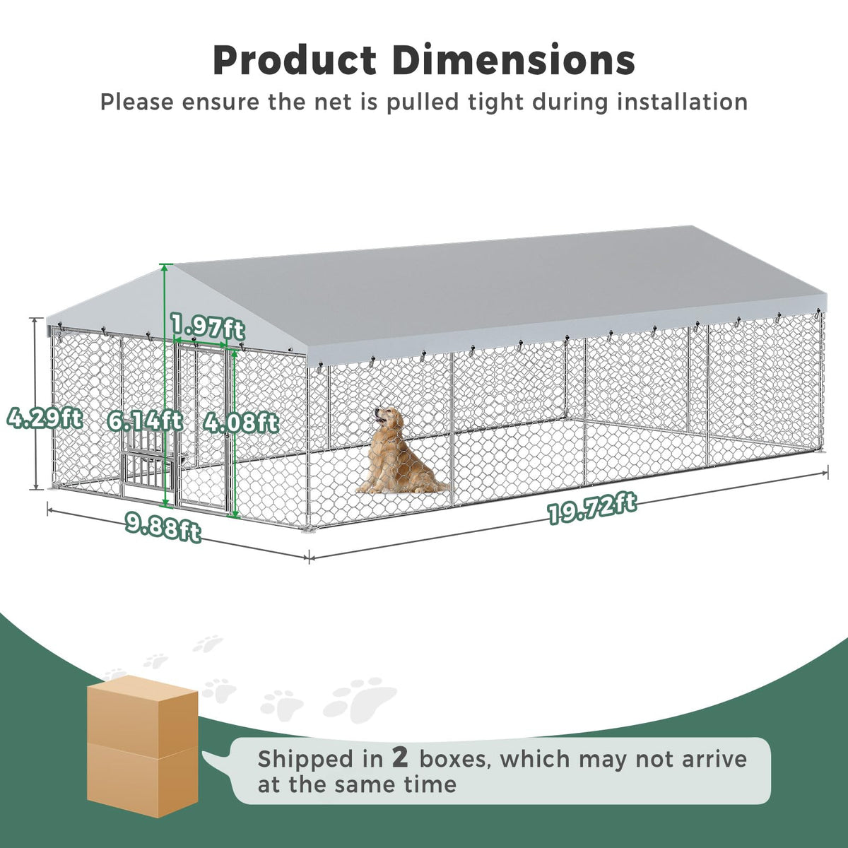 10×20FT Heavy Duty Chain Link Dog Kennel with Roof R188739