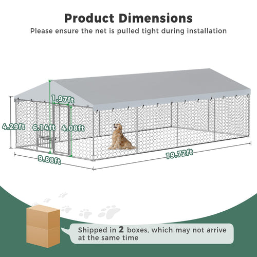 10×20FT Heavy Duty Chain Link Dog Kennel with Roof R188739