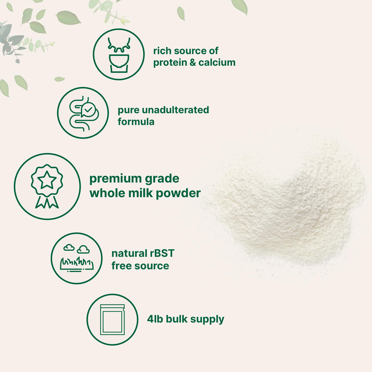 Whole Milk Powder 4 lb Pasture-Raised rBST-Free Non-GMO Gluten-Free T699