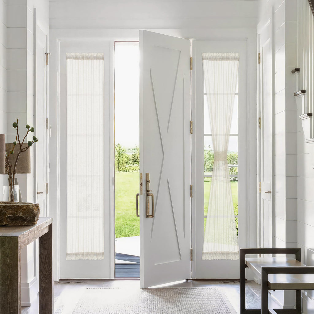 Natural Linen French Door Curtains 25x72 Inch Rod Pocket 2 Panels J6263