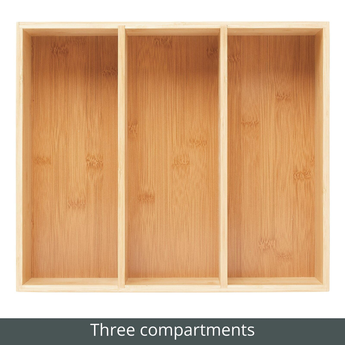 Bamboo 3 Section Stackable Pantry Organizer Bin, 2 Pack O254505