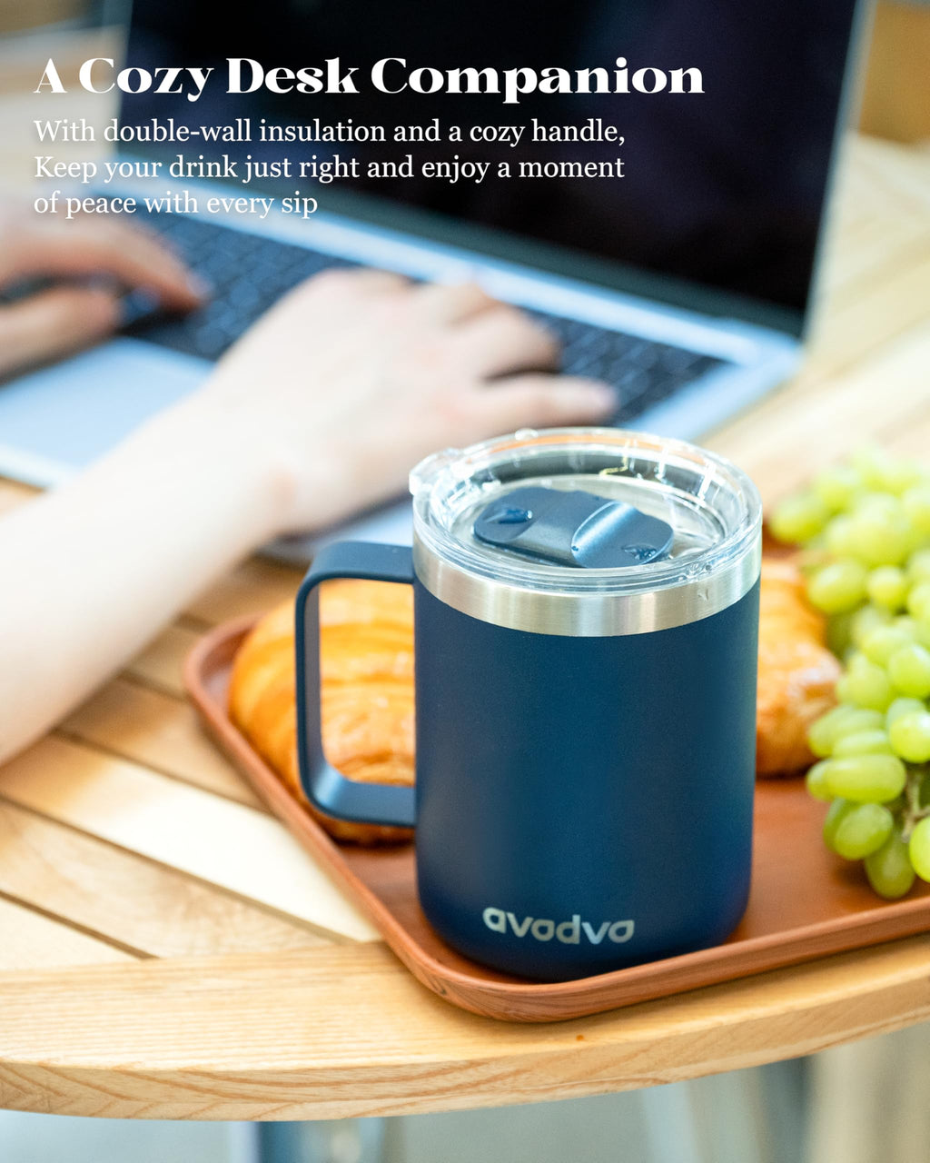12oz Insulated Stainless Steel Coffee Mug with Lid Set of 2 D4895