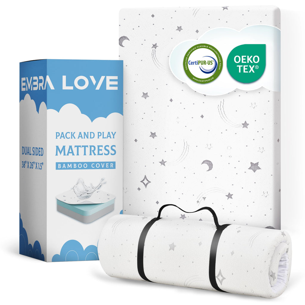 38"x26"x1.5" Bamboo Cover Waterproof Gel Memory Foam Pack n Play Mattress V458688