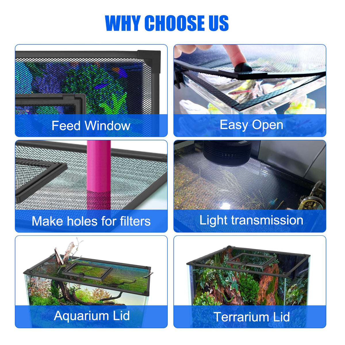43"x27" Magnetic Aquarium Lid with Feeding Window U16442