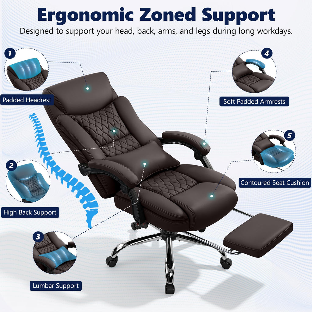 Brown PU Leather High Back Ergonomic Executive Office Chair T572027