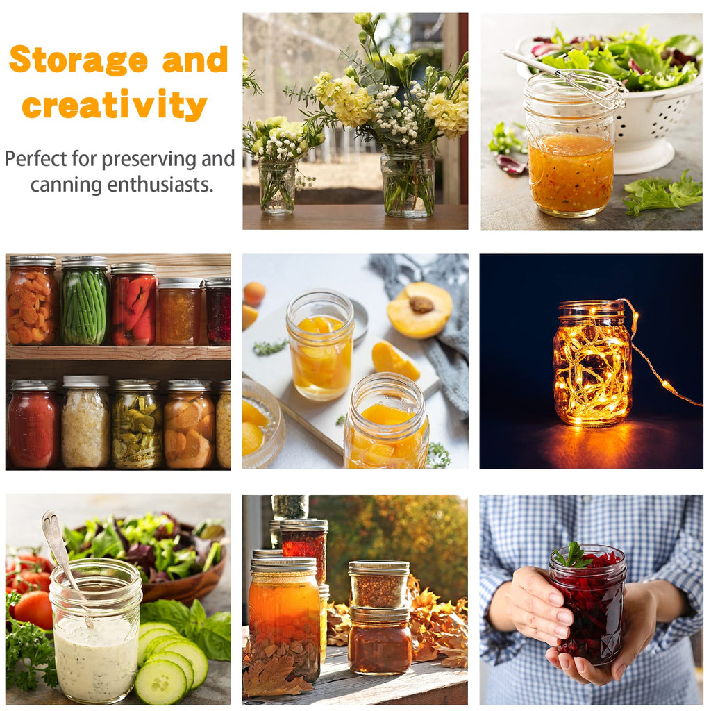 16 oz 6 Pack Wide Mouth Glass Mason Jars with Airtight Lids Y172439
