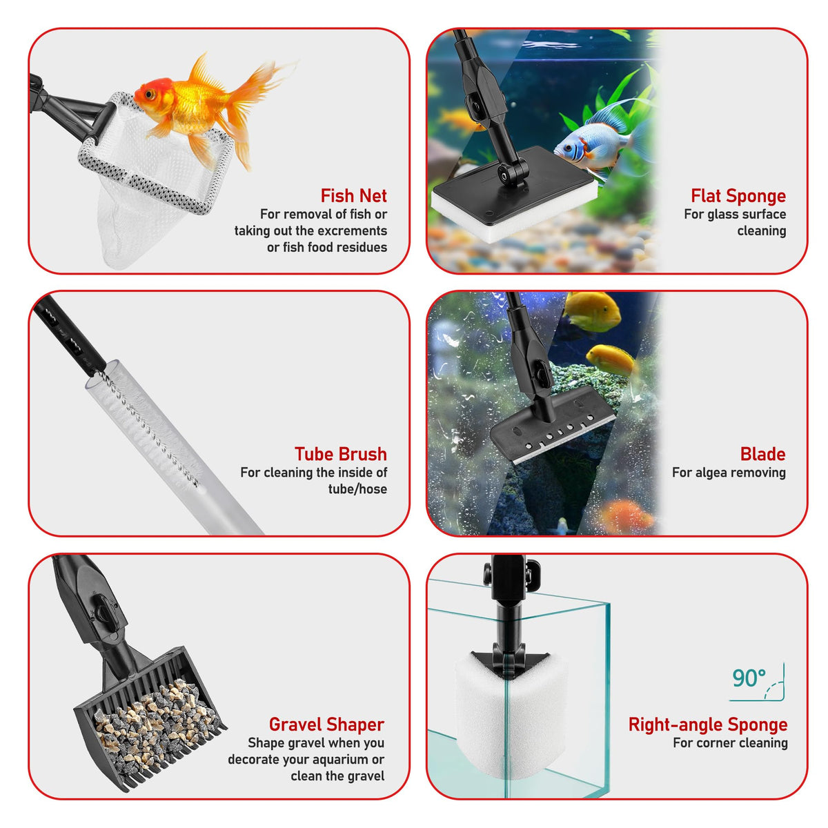 6 in 1 Aquarium Cleaning Tool Algae Scraper K103281