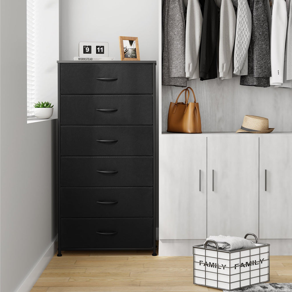 Black 6-Drawer Fabric Dresser T40316