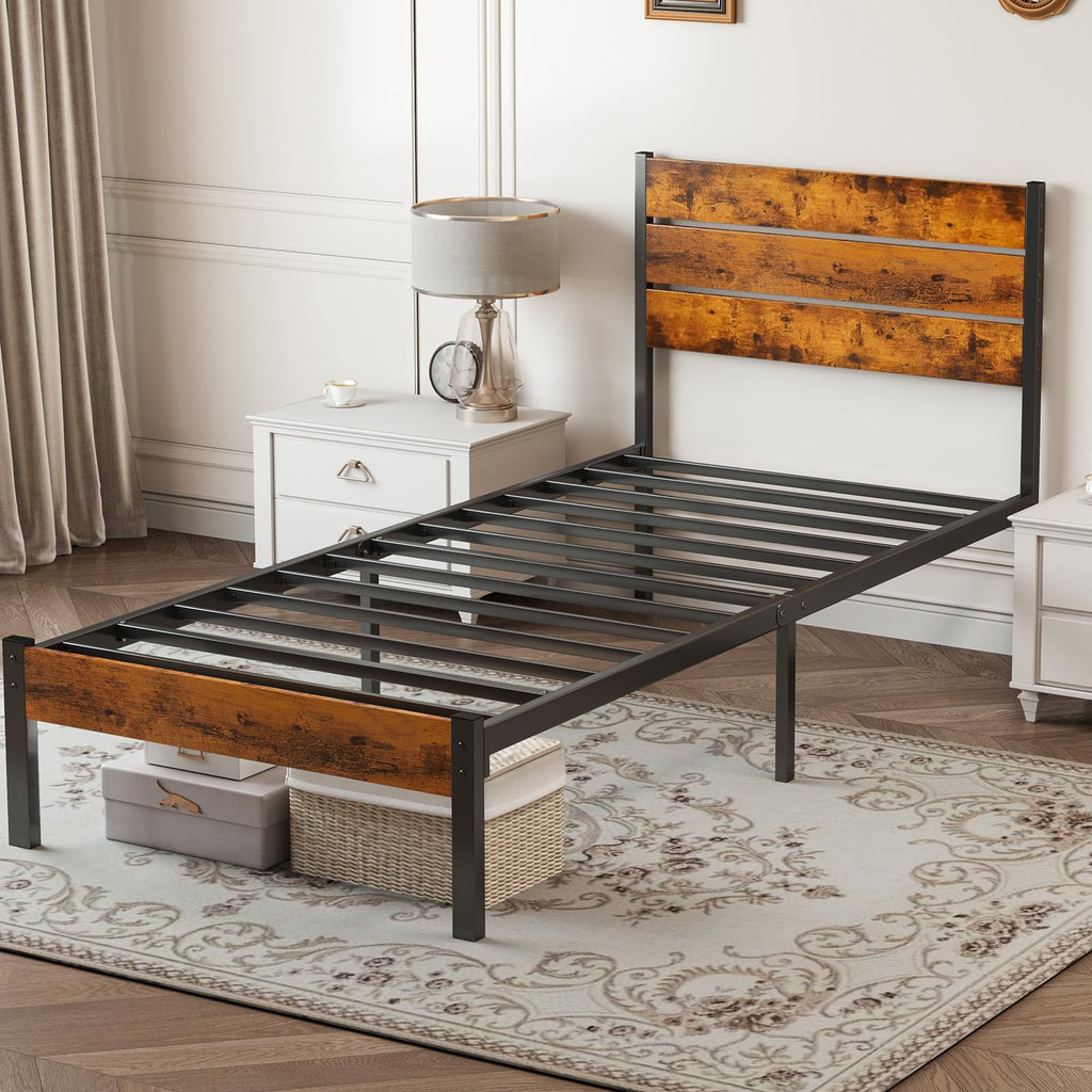Twin Wood Bed Frame with Headboard T102226