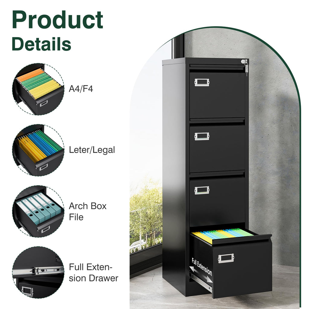 4 Drawer Metal File Cabinet with Lock Q518