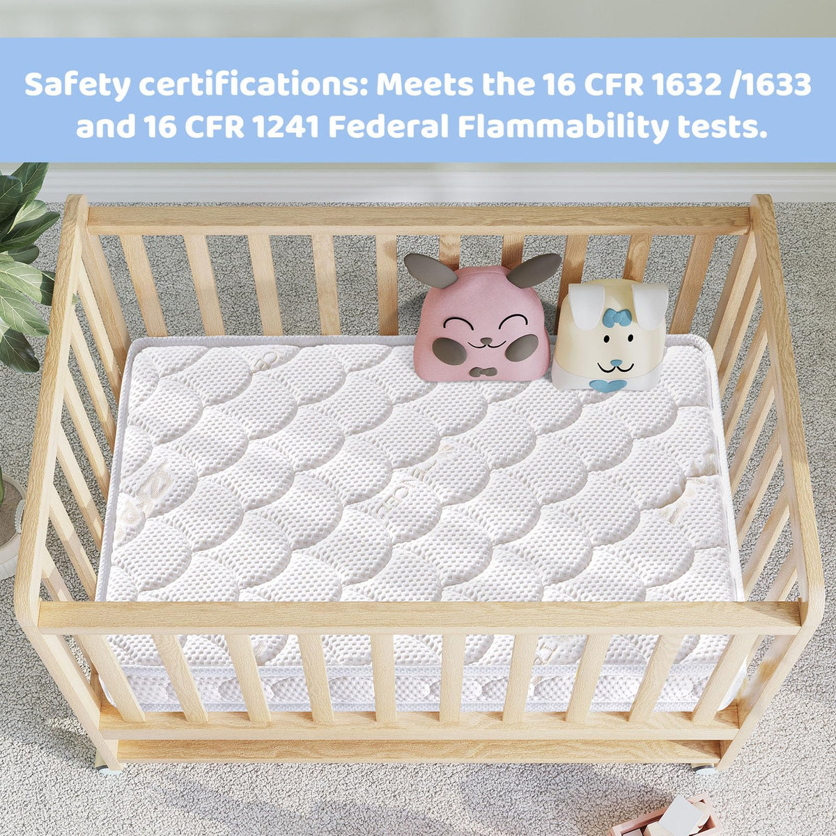 Mini Crib Mattress 38x24x4 Inch Dual Sided Firm Support Comfort Foam X7197