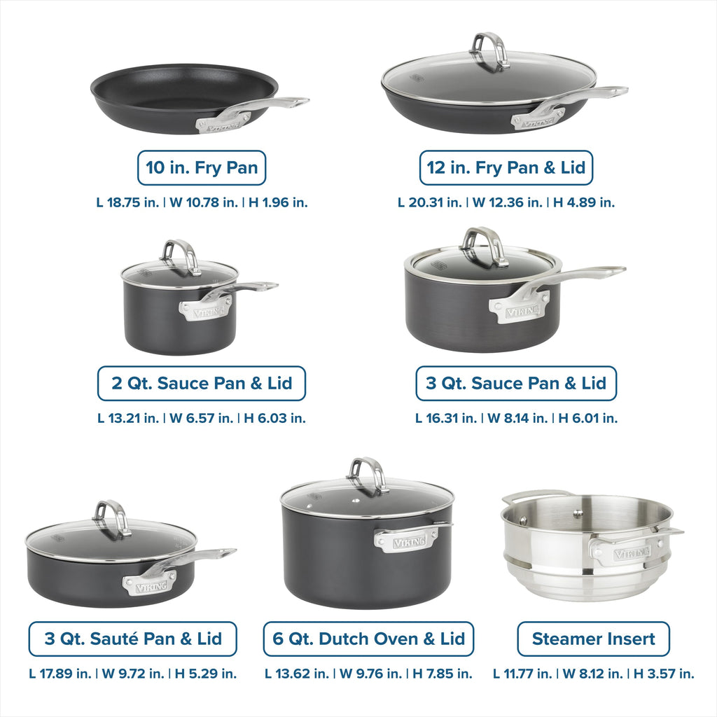 12 Piece Non Stick Hard Anodized Cookware Set with Glass Lids K695292