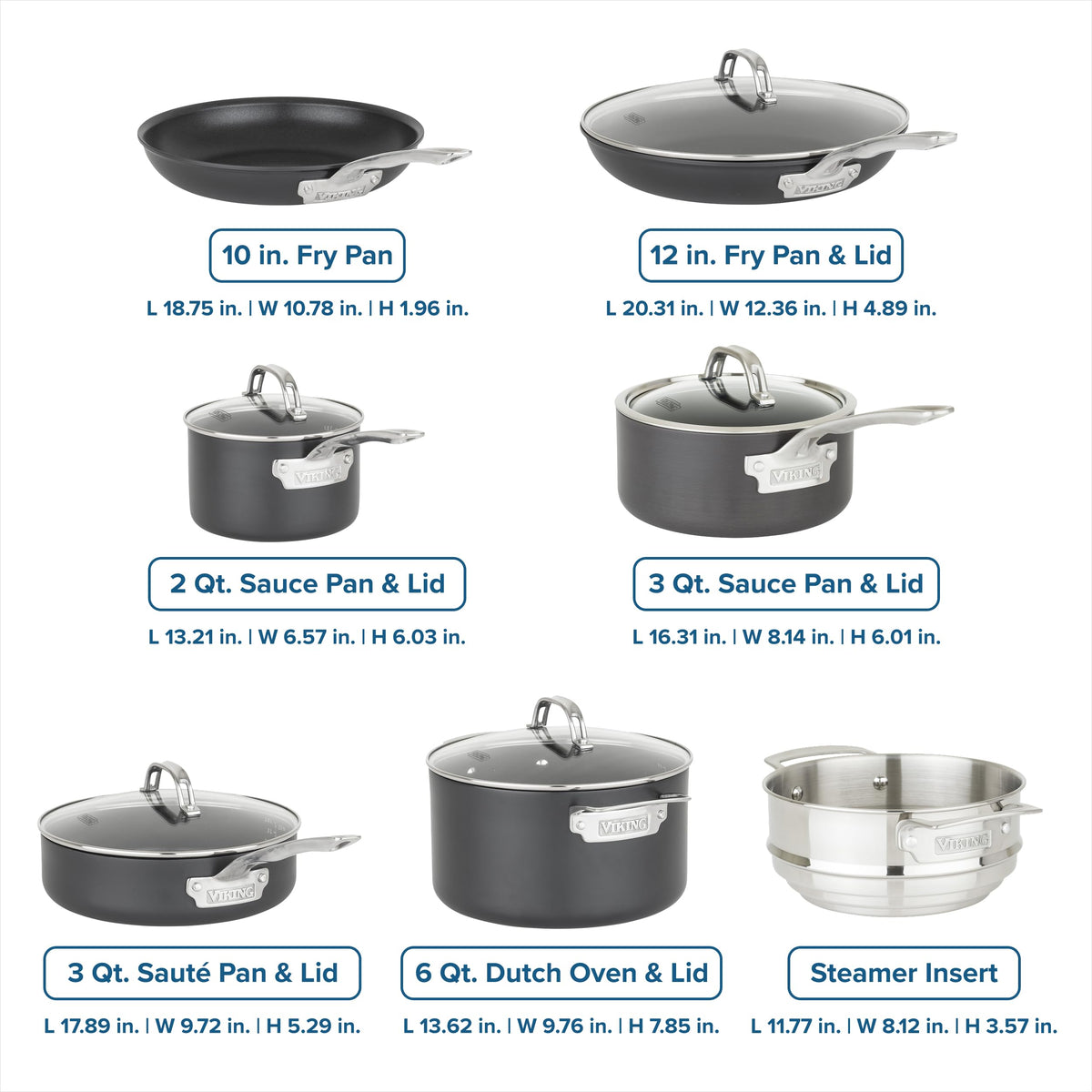 12 Piece Non Stick Hard Anodized Cookware Set with Glass Lids K695292