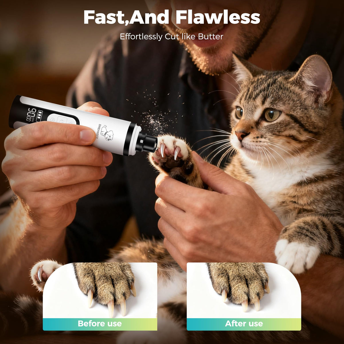 Silent Cordless Dog Nail Grinder with 3 Adjustable Speeds Z608