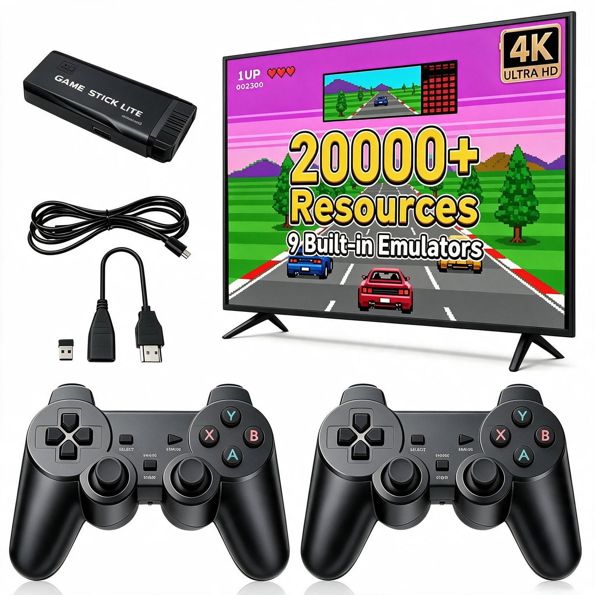 4K HDMI-Compatible Retro Gaming Console with 2.4G Wireless Controllers N6683
