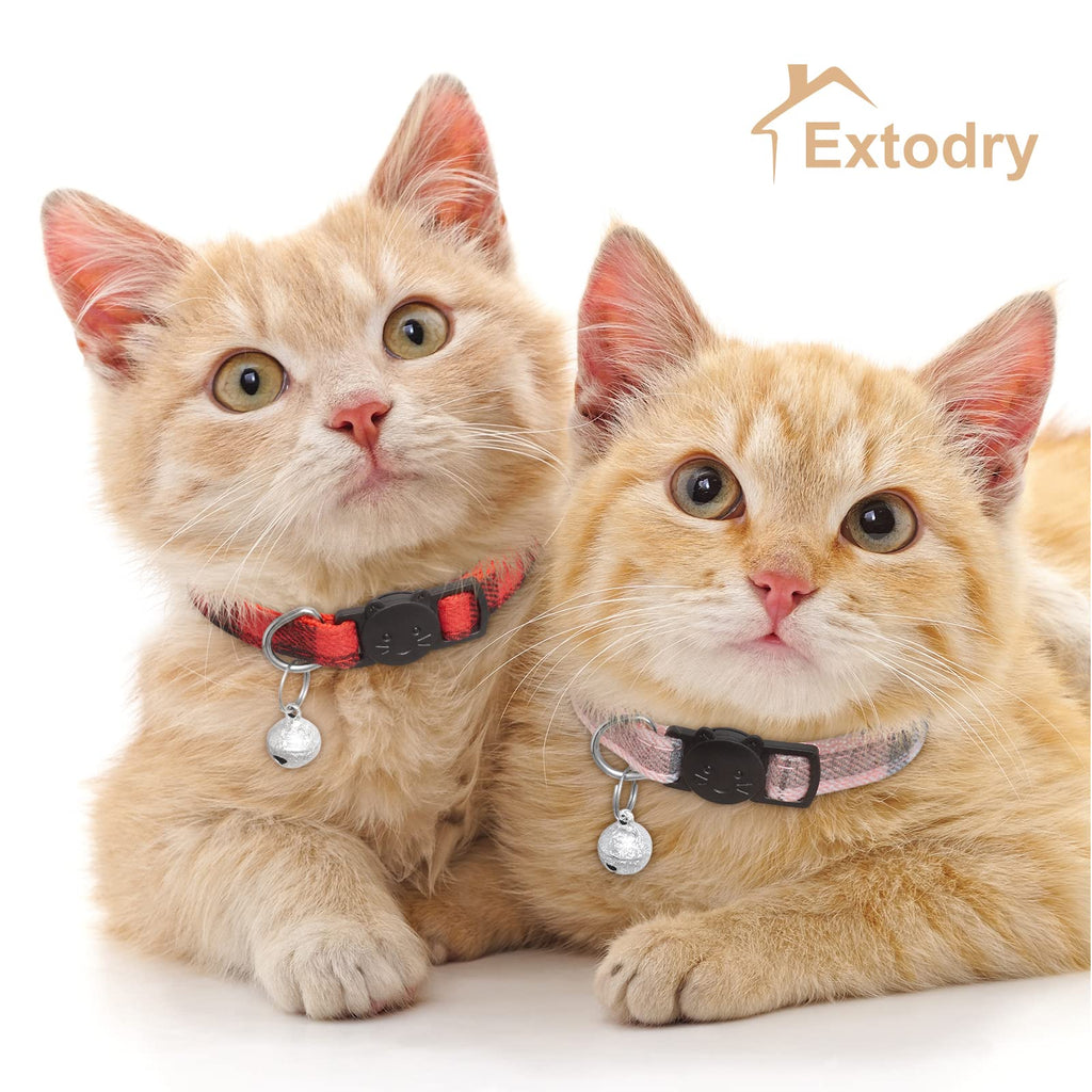 6 Pack Plaid Cat Collars with Bells J180041