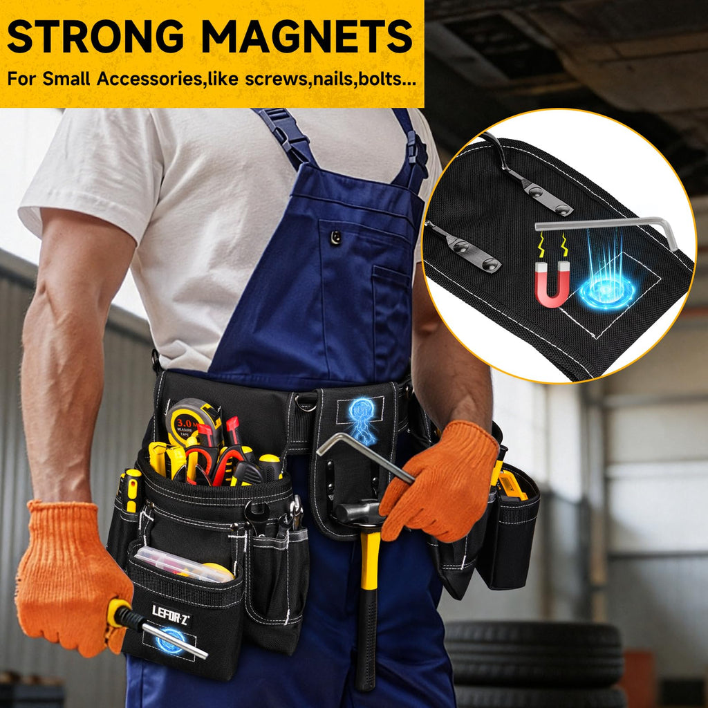 Tool Belt with 4 D-Rings, 27-Pockets P1169