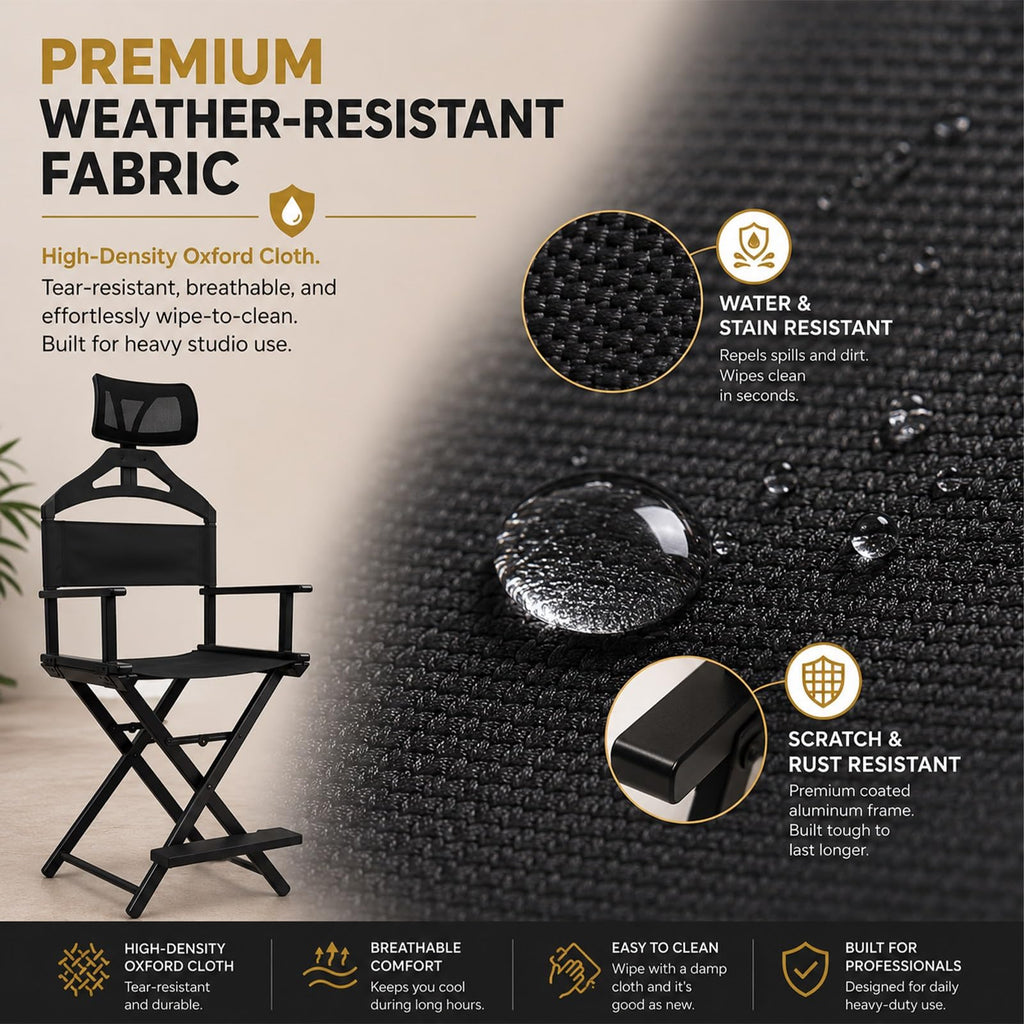 Tall Folding Directors Chair with Adjustable Headrest H2658