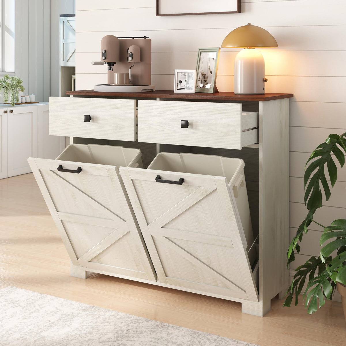 Double Tilt-Out Trash Cabinet for 2x10 Gallon Cans A825