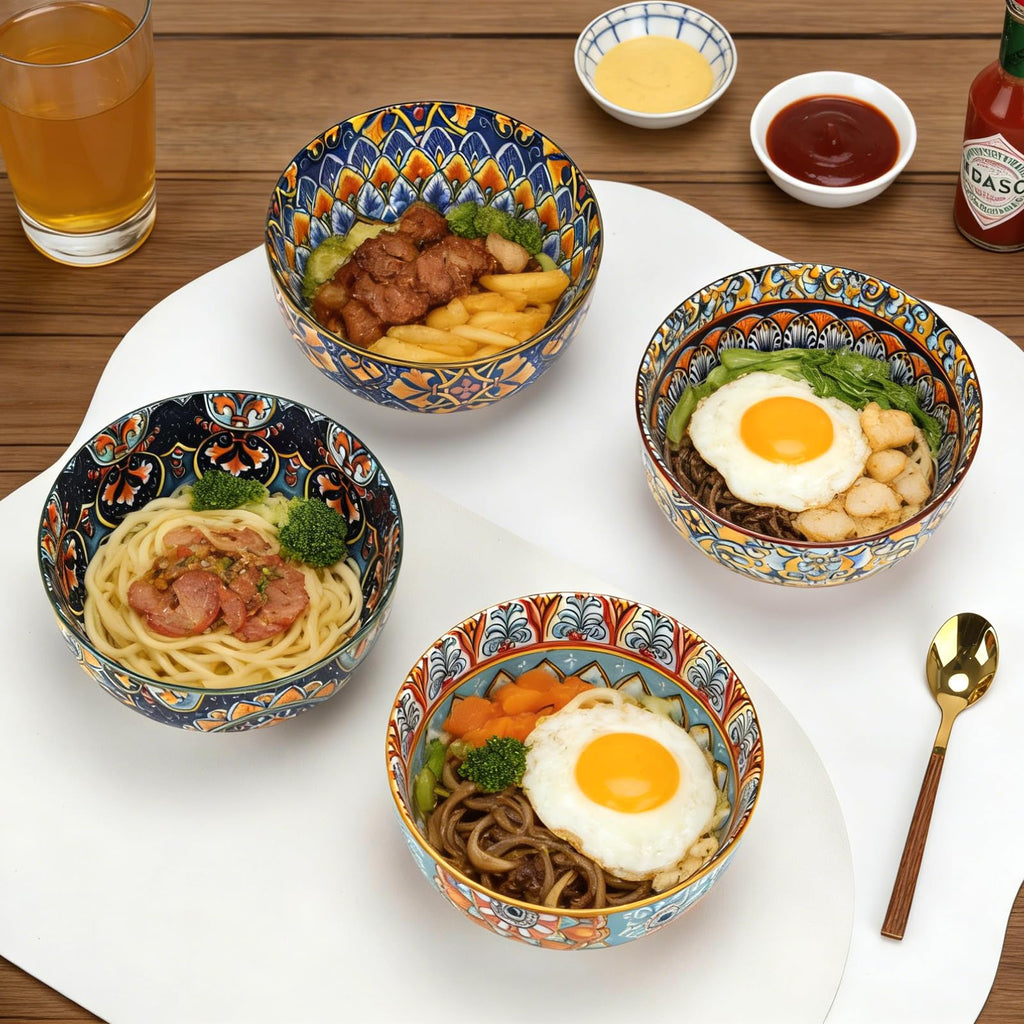 Set of 4 34oz Bohemian Ceramic Bowls B974249
