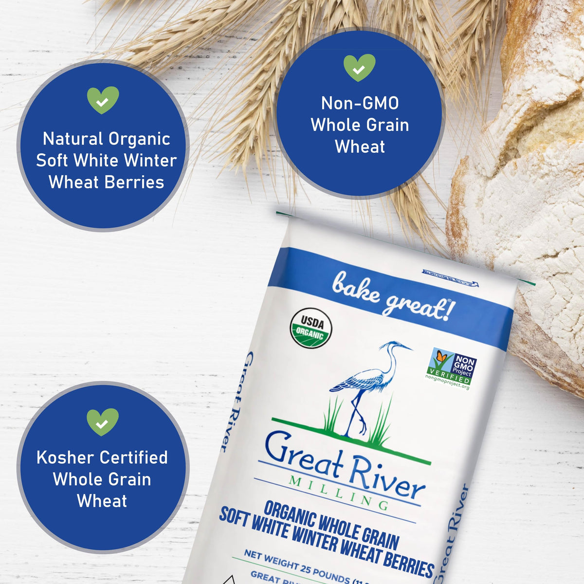 Organic Soft White Wheat Berries 25 lb H8499
