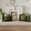 Green Set of 2 Upholstered Barrel Accent Chairs with Solid Wood Base F712311