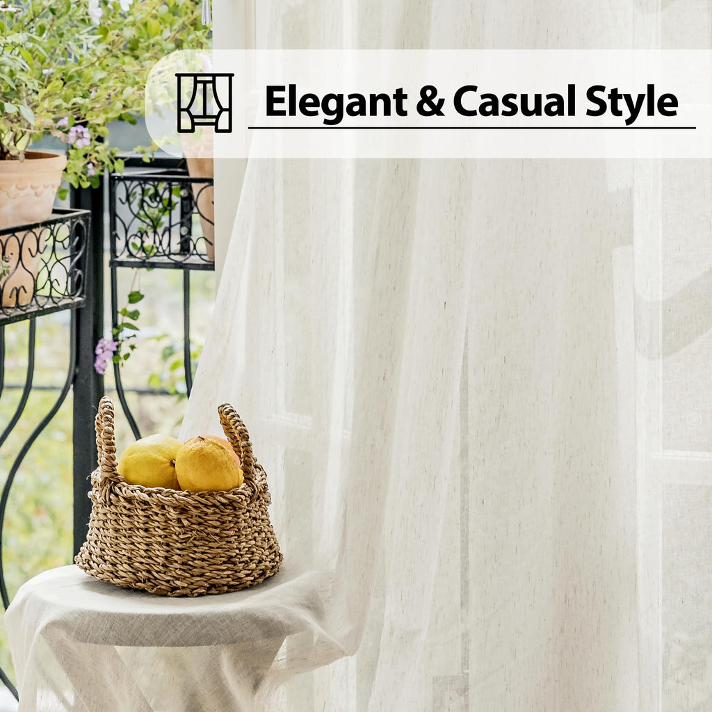 Natural Linen French Door Curtains 25x72 Inch Rod Pocket 2 Panels J6263