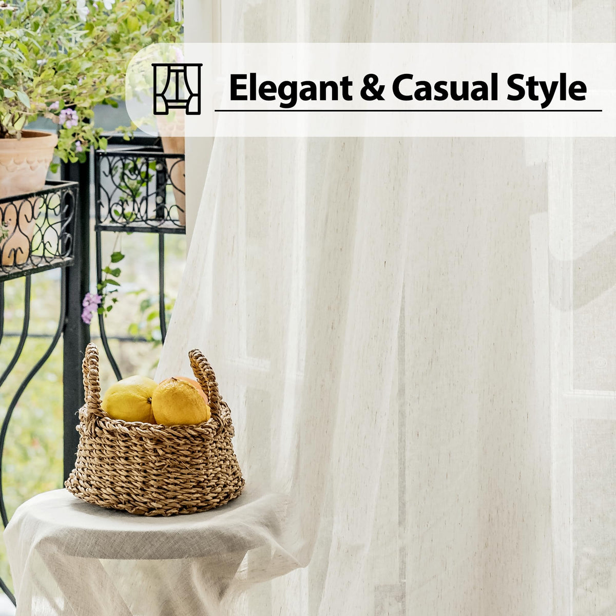 Natural Linen French Door Curtains 25x72 Inch Rod Pocket 2 Panels J6263