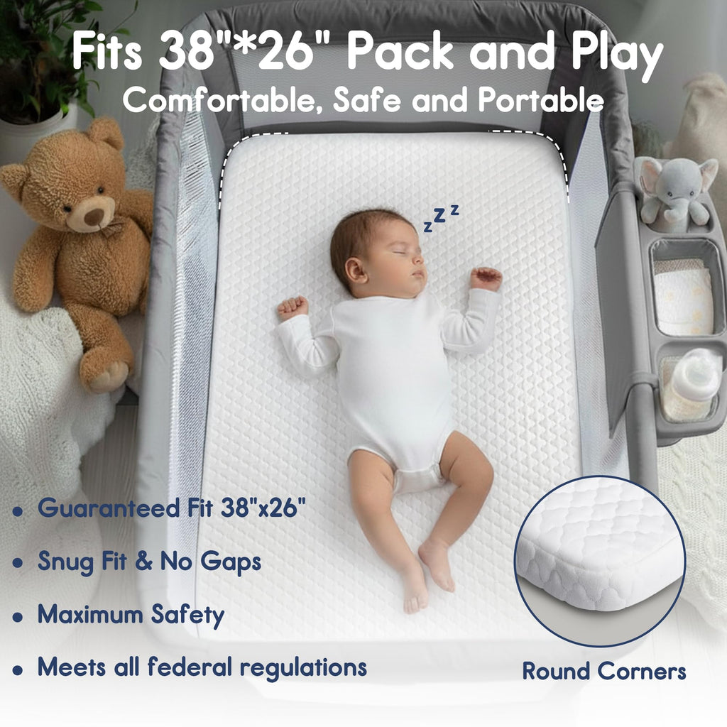 Waterproof Pack and Play Mattress 38"x26" White M698522