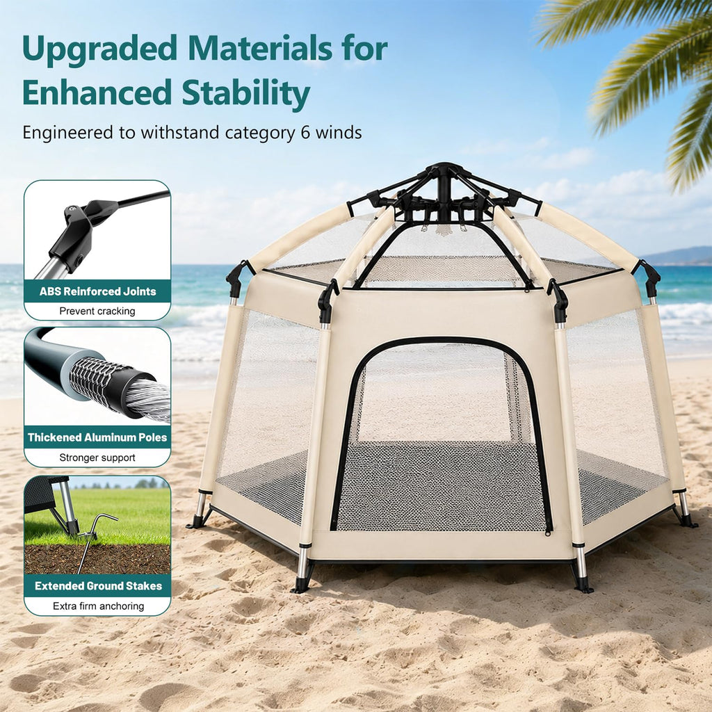Foldable Baby Playpen with Canopy Q844