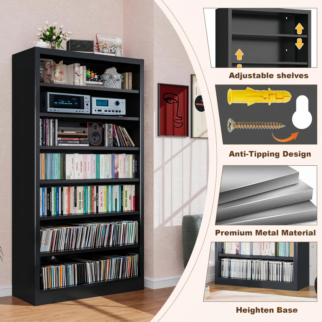 55" Metal Media Storage Cabinet with 6 Adjustable Shelves O184