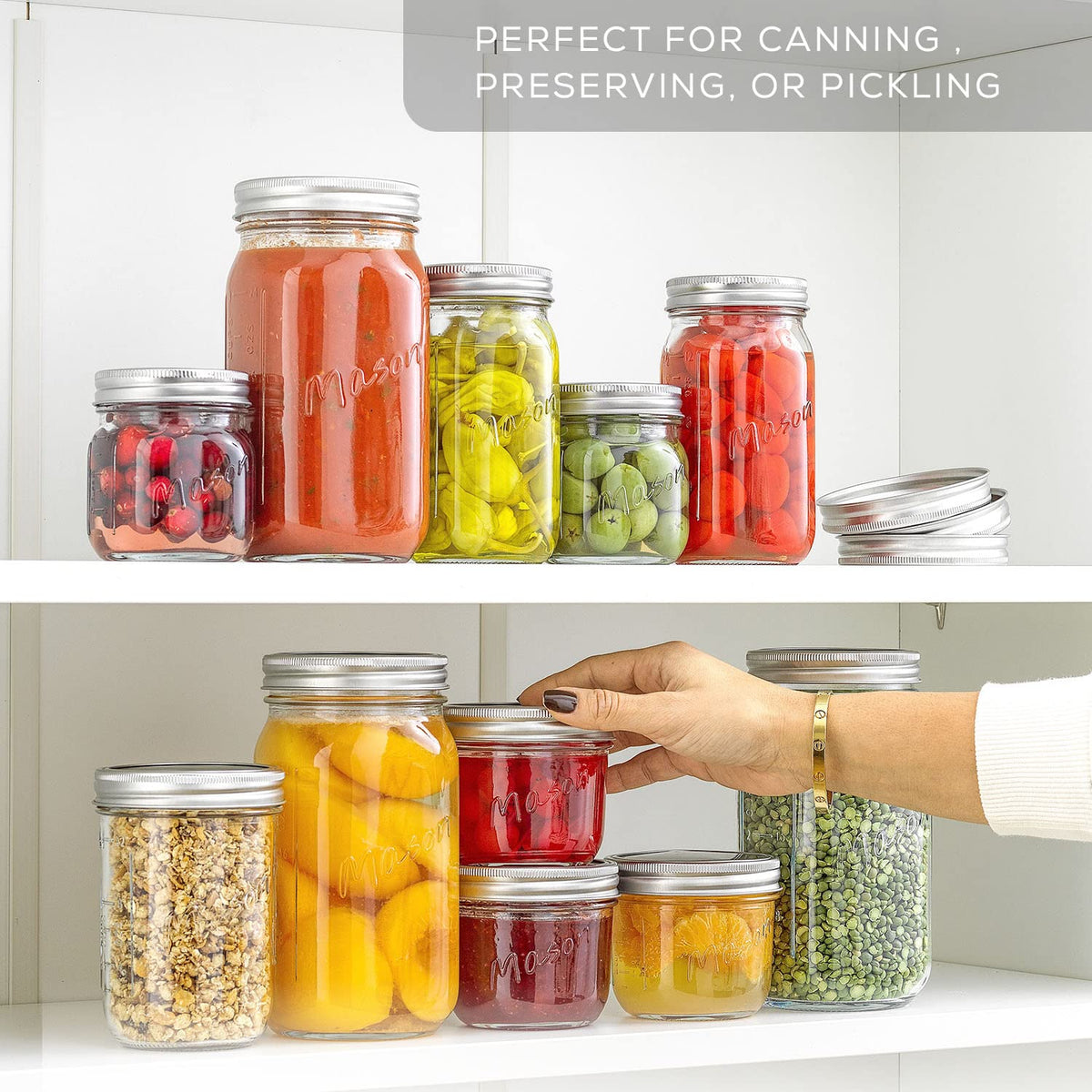 16 Oz 6-Pack Wide Mouth Glass Mason Jars with Lids D6270