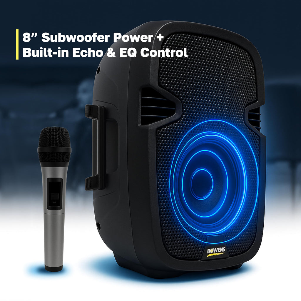 8-Inch Bluetooth PA Speaker Set with Stands and Cable H587